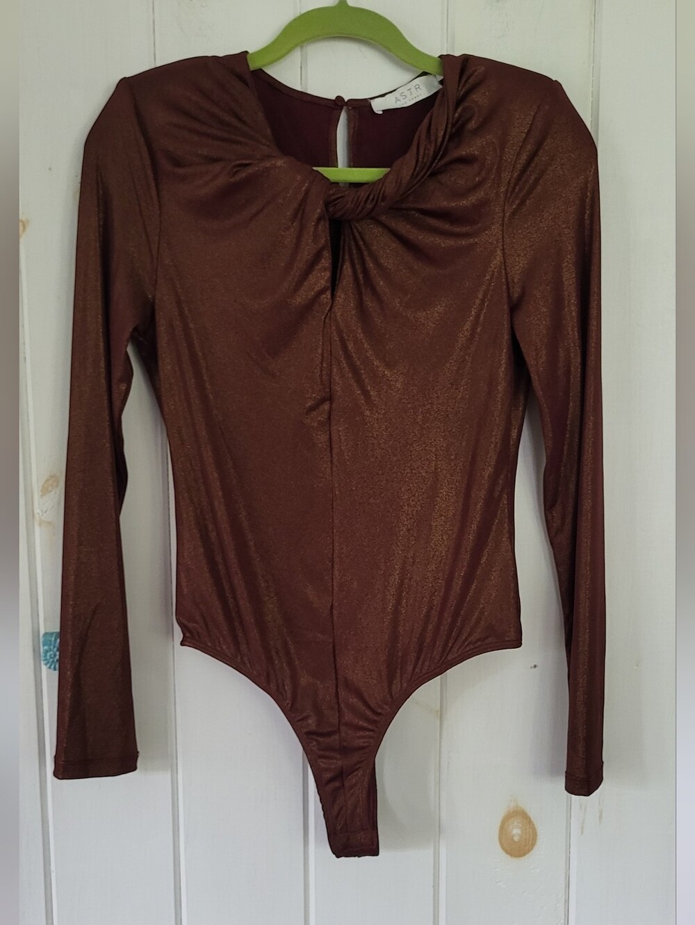 ASTR The Label Long-Sleeve Metallic-Bodysuit
